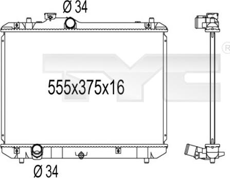 TYC 735-1003 - Радіатор, охолодження двигуна autocars.com.ua