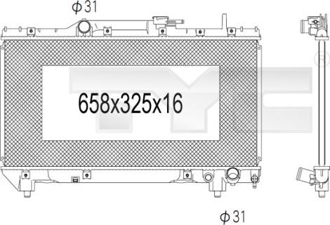 TYC 736-1001 - Радіатор, охолодження двигуна autocars.com.ua