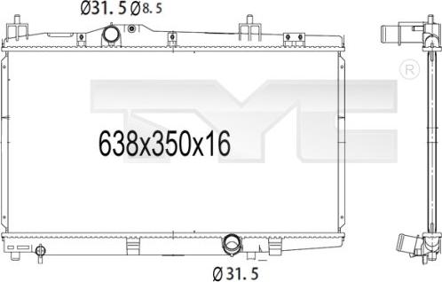 TYC 736-1008 - Радиатор, охлаждение двигателя avtokuzovplus.com.ua