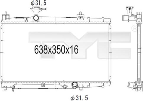 TYC 736-1010 - Радіатор, охолодження двигуна autocars.com.ua