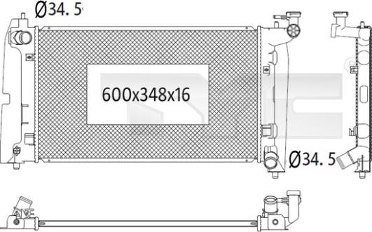 TYC 736-1020 - Радіатор, охолодження двигуна autocars.com.ua