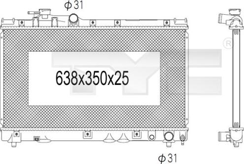 TYC 736-1023 - Радіатор, охолодження двигуна autocars.com.ua