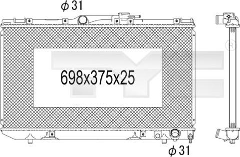 TYC 736-1027 - Радіатор, охолодження двигуна autocars.com.ua