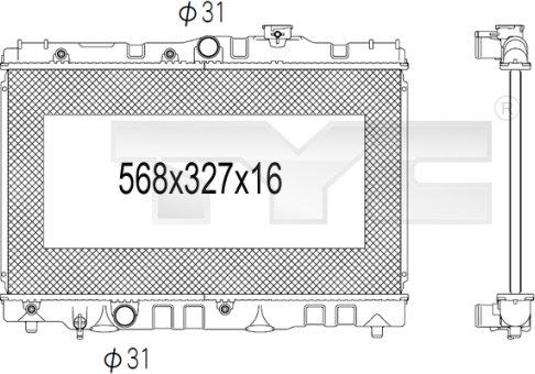 TYC 736-1028 - Радіатор, охолодження двигуна autocars.com.ua