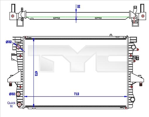 TYC 737-0061-R - Радіатор, охолодження двигуна autocars.com.ua