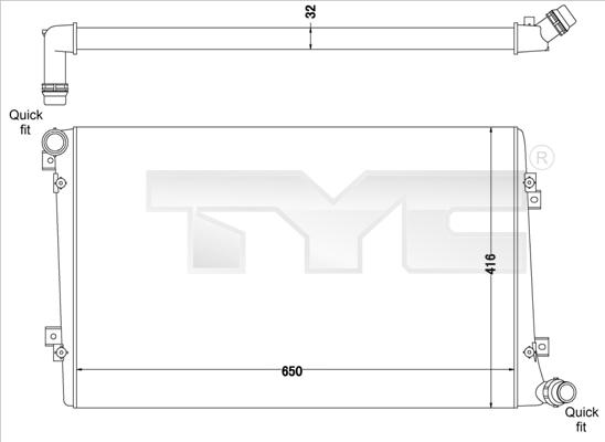 TYC 737-0063-R - Радіатор, охолодження двигуна autocars.com.ua