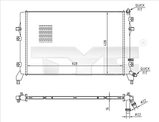 TYC 737-0066 - Радіатор, охолодження двигуна autocars.com.ua