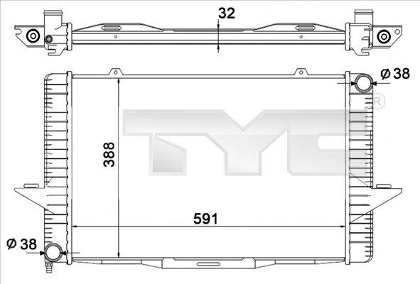 TYC 738-0001 - Радіатор, охолодження двигуна autocars.com.ua