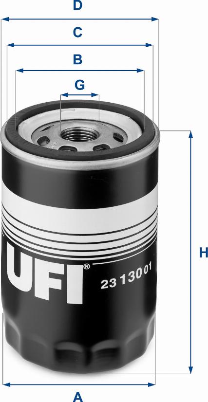 UFI 23.130.01 - Фильтр масляный накручивающийся легковой AUDI  SEAT  VOLKSWAGEN autodnr.net