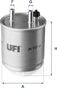 UFI 24.117.00 - Фільтр паливний RENAULT KANGOO II 1.5 DCi. LAGUNA III 1.5-3.0 DCi 07- вир-во UFI autocars.com.ua