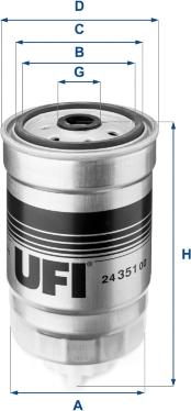 UFI 24.351.00 - Фильтр топливный легковой AUDI  FORD  VOLKSWAGEN  DIV. autodnr.net
