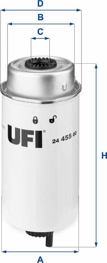 UFI 24.455.00 - Топливный фильтр avtokuzovplus.com.ua