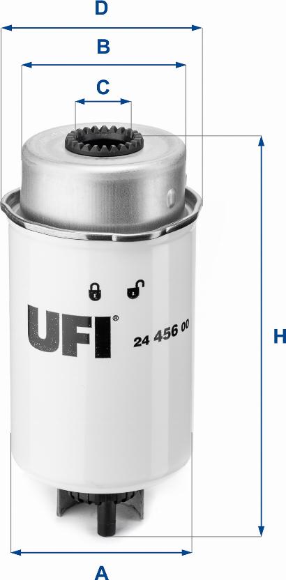 UFI 24.456.00 - Топливный фильтр avtokuzovplus.com.ua