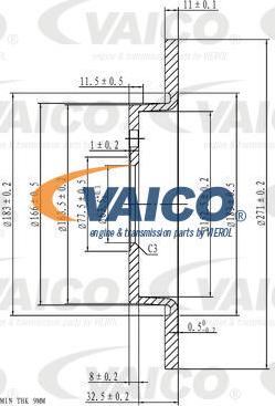 VAICO V25-40212 - Тормозной диск avtokuzovplus.com.ua