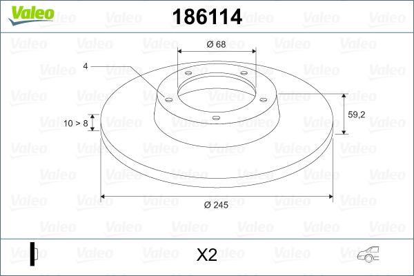 Valeo 186114 - Тормозной диск autodnr.net
