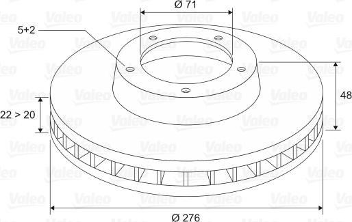 Valeo 186145 - Гальмівний диск autocars.com.ua