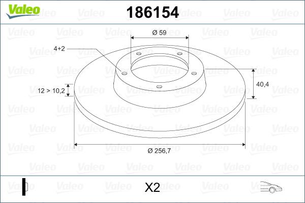 Valeo 186154 - Гальмівний диск autocars.com.ua