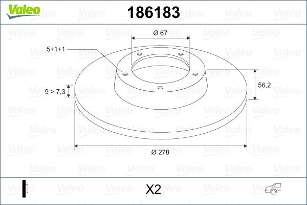 Valeo 186183 - Гальмівний диск autocars.com.ua