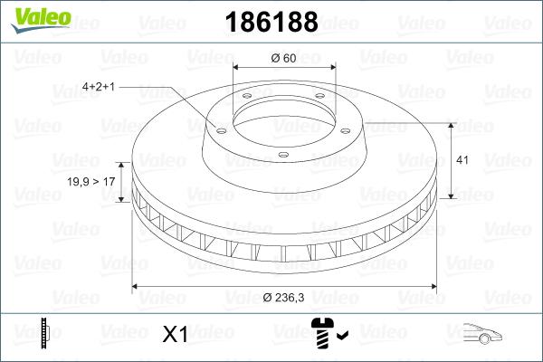 Valeo 186188 - Тормозной диск autodnr.net
