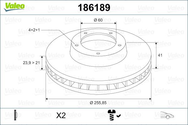 Valeo 186189 - Гальмівний диск autocars.com.ua