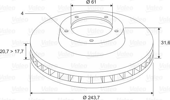 Valeo 186221 - Тормозной диск avtokuzovplus.com.ua