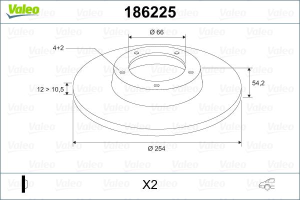 Valeo 186225 - Тормозной диск avtokuzovplus.com.ua