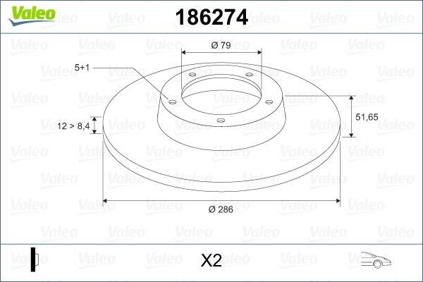 Valeo 186274 - Тормозной диск avtokuzovplus.com.ua