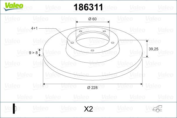 Valeo 186311 - Тормозной диск avtokuzovplus.com.ua