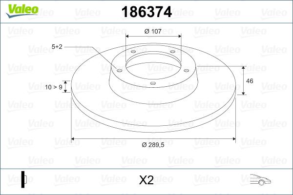 Valeo 186374 - Гальмівний диск autocars.com.ua