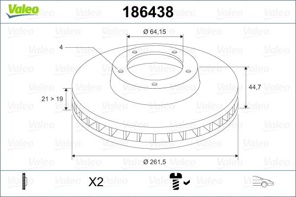 Valeo 186438 - Тормозной диск autodnr.net