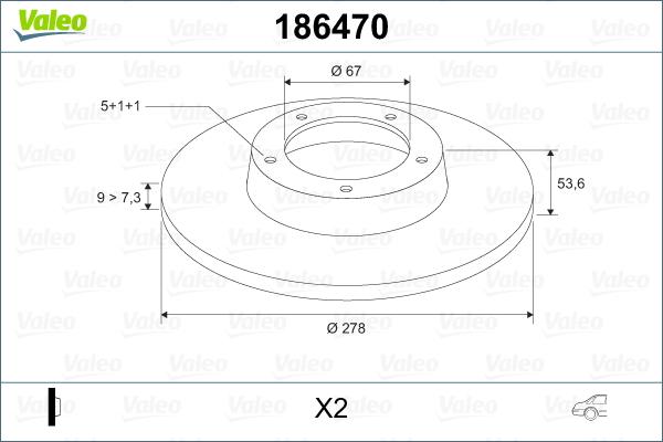 Valeo 186470 - Тормозной диск avtokuzovplus.com.ua