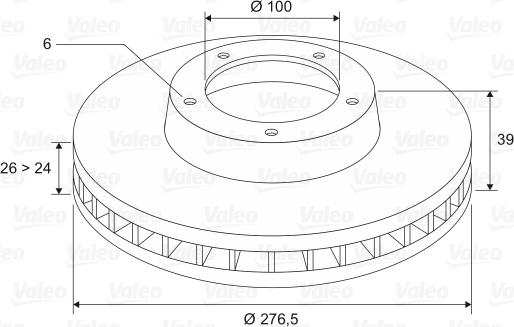 Valeo 186484 - Гальмівний диск autocars.com.ua