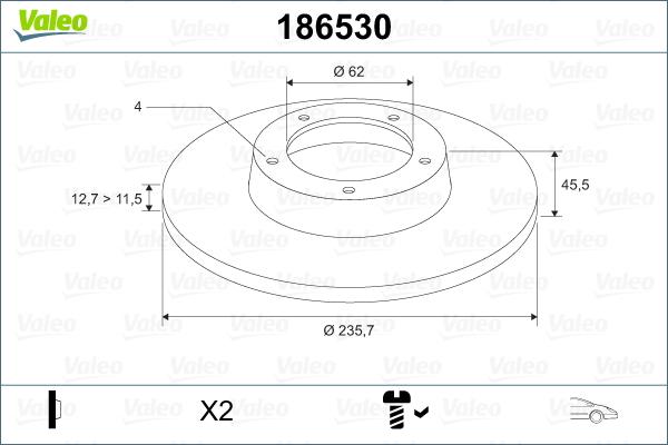 Valeo 186530 - Тормозной диск avtokuzovplus.com.ua