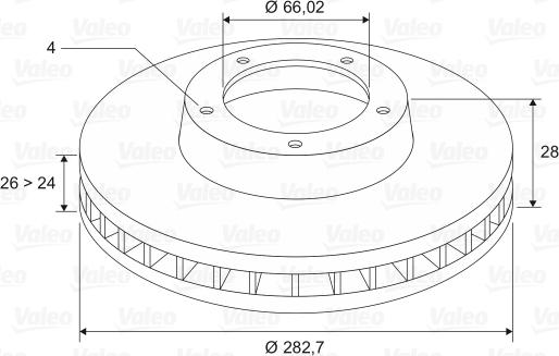 Valeo 186533 - Гальмівний диск autocars.com.ua