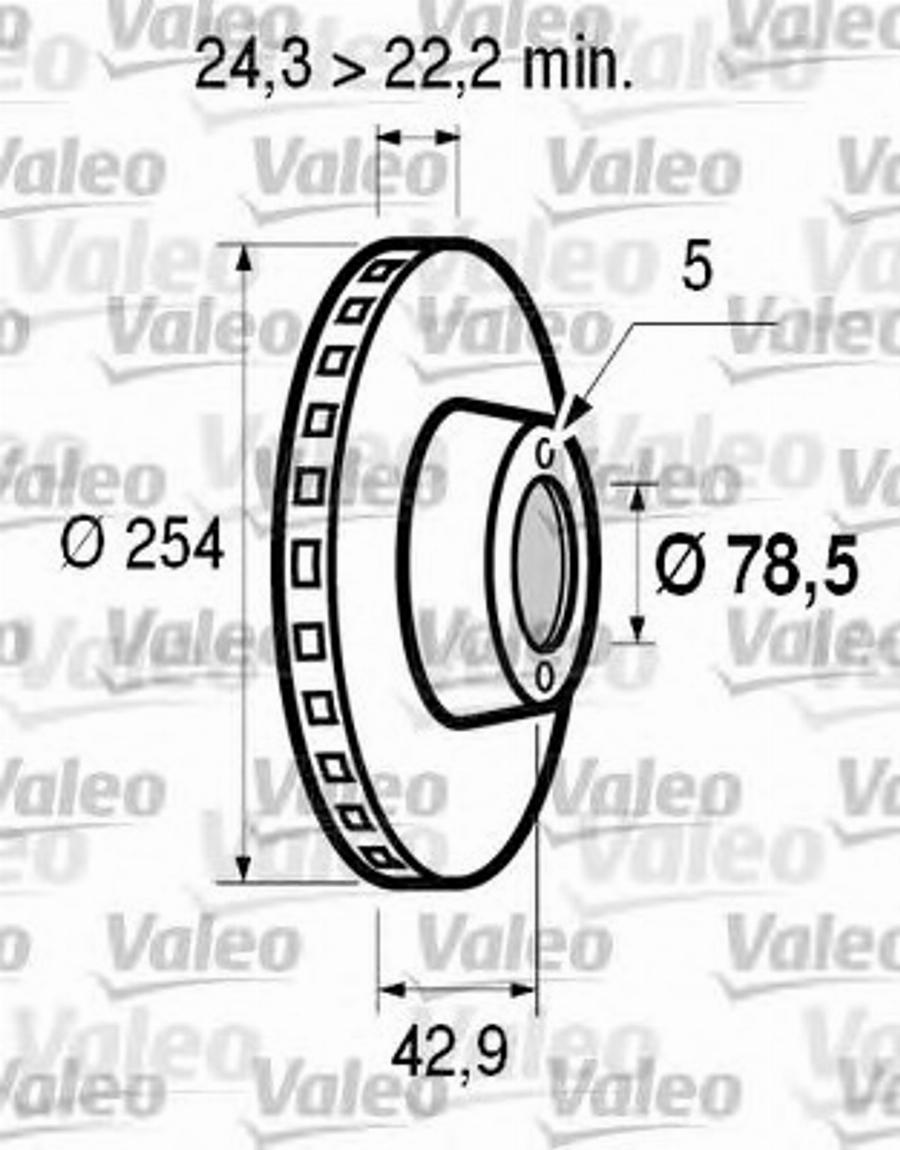 Valeo 186 536 - Гальмівний диск autocars.com.ua