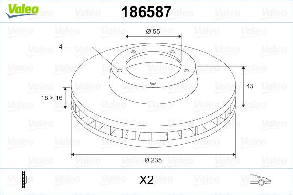 Valeo 186587 - Тормозной диск avtokuzovplus.com.ua