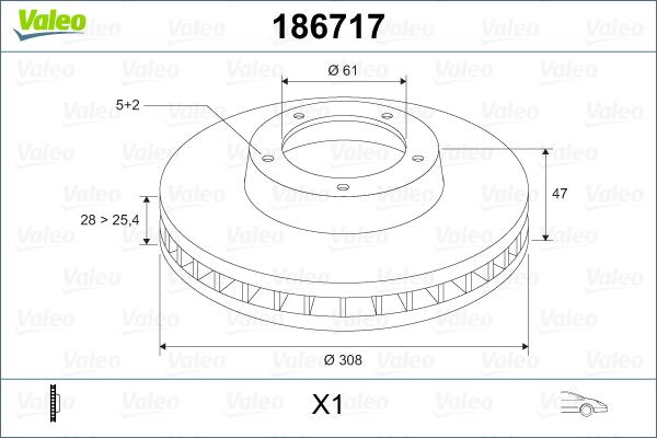 Valeo 186717 - Гальмівний диск autocars.com.ua