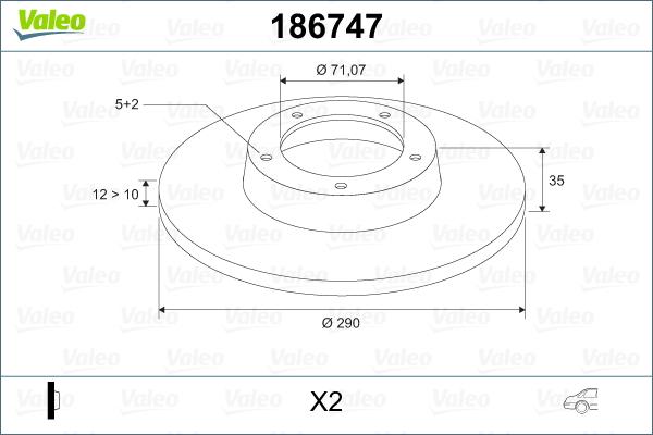 Valeo 186747 - Тормозной диск avtokuzovplus.com.ua