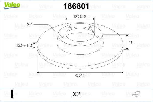 Valeo 186801 - Гальмівний диск autocars.com.ua