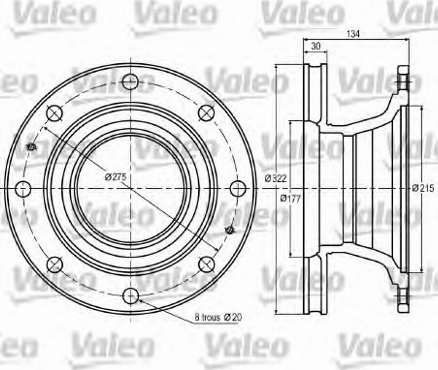 Valeo 187 004 - Гальмівний диск autocars.com.ua