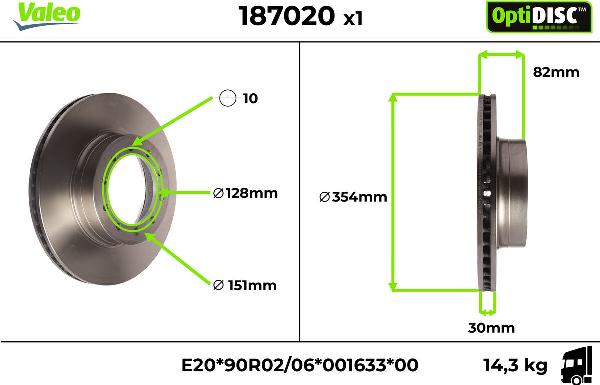 VALEO 187020 - Гальмівний диск autocars.com.ua