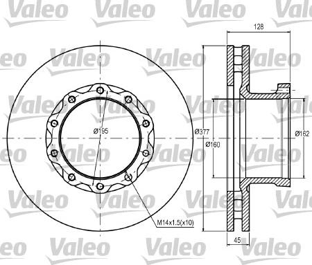 Valeo 187049 - Гальмівний диск autocars.com.ua