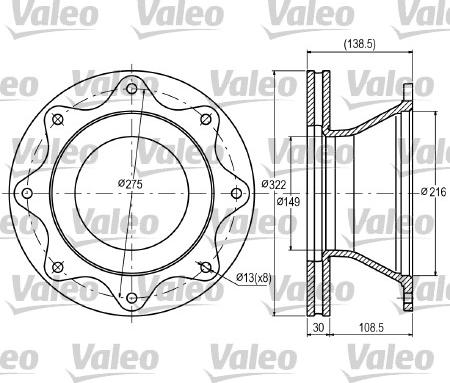 Valeo 187055 - Тормозной диск avtokuzovplus.com.ua