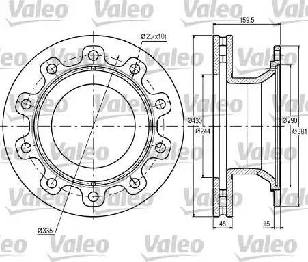 Valeo 187057 - Гальмівний диск autocars.com.ua