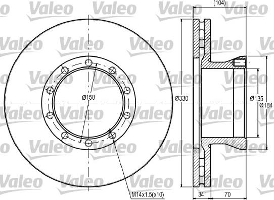 Valeo 187065 - Гальмівний диск autocars.com.ua