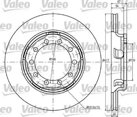 Valeo 187080 - Гальмівний диск autocars.com.ua