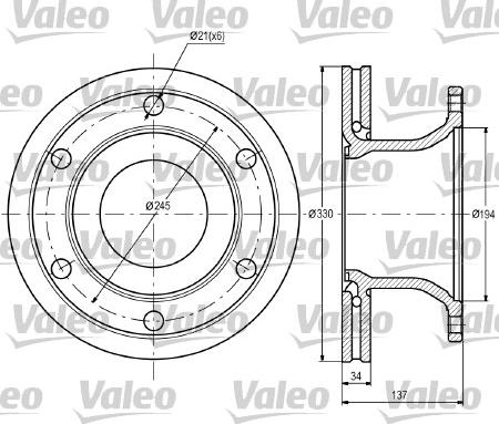 Valeo 187091 - Тормозной диск avtokuzovplus.com.ua