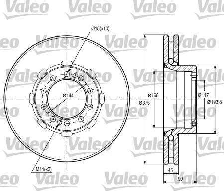 Valeo 187093 - Гальмівний диск autocars.com.ua