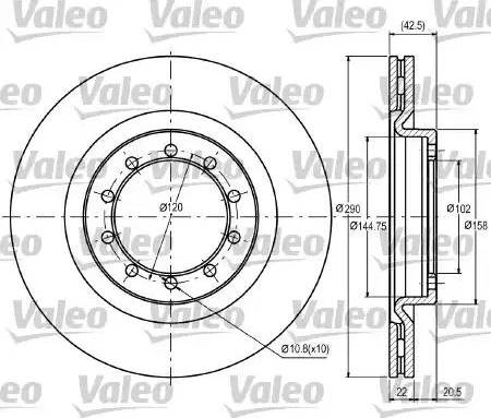 Valeo 187097 - Гальмівний диск autocars.com.ua