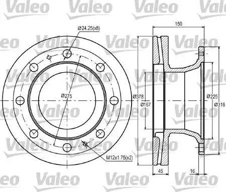 Valeo 187098 - Гальмівний диск autocars.com.ua